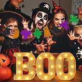 cheap Halloween Indoor-Halloween Decorations BOO Letter Lights for Bedroom Restaurant Bar Halloween Atmosphere Decorative Lights