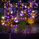 olcso Halloween szabadtéren-1/2db napelem 3d sütőtök denevér szellem pók halloween ösvény fények napelemes halloween dekorációk kültéri pázsit lámpák 20 led vízálló udvari terasz út sír halloween dekorációs lámpa