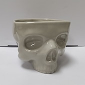 billige Halloween-menneskeskallebolle for å spise matsikker skjeletthode pastabolle bærbar frokostblandingbeger hjemmebar godteriservering &amp;punch dispenser retro gotisk bordplate ornament goth spisebord midtpunkt