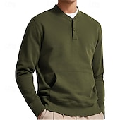 abordables Sudaderas Básicas_-Hombre Sudadera Albaricoque Blanco Rosa Verde Ejército Morado Cuello Mao Plano Bolsillo delantero Deporte Diario Festivos Ropa de calle Básico Casual Primavera &amp; Otoño Ropa Sudaderas con capucha