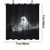 billige Halloween-bad-Dusjgardiner &amp; Kroker Sølv Moderne polyester Vanntett