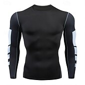 baratos Camisetas e Regatas de Corrida-Homens Camisetas Compressão Camisa Atlético camisa de ginástica Camisa Fitness Patchwork Manga Longa Camiseta Casual Roupa Esportiva Outono Respirável Secagem Rápida Alta elasticidade Treino de