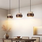 voordelige Cilinderontwerp-led hanglamp warm wit 1/2/3/4-lichts postmodernisme creatief hout steen slaapkamer nachtkastje licht e27 restaurant tv achtergrond muur hanglamp armaturen 85-265v