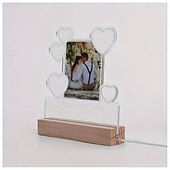 preiswerte Geschenke-personalisierter Nachtlicht-Fotorahmen in Herzform, LED-Nachtlicht zur Hochzeit – individuelle Foto-Acryl-USB-Lampe, romantisches Geschenk zum Hochzeitstag, Geburtstag, perfekt für Paare und Freunde