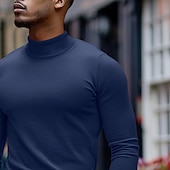 billige genser for menn-Herre Turtleneck genser Pullover genser Riflet Strikke Helfarge Mock Neck Elegant Årgang Formell Hjem Klær Biskop Høst Vinter Svart Hvit M L XL
