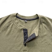 olcso Alkalmi Henley póló-Férfi Gombos póló Póló Henley ing Pólók Hosszú ujj Henley Ősz &amp; tél Sima Divat Dizájn Alap Vakáció Utca Alkalmi Fekete Fehér Bor Férfi felső póló