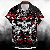 abordables Camisas-Víspera de Todos los Santos Calavera Calabaza Camisas hawaianas Camisa hawaiana Estampado Para Hombre Adulto Víspera de Todos los Santos Carnaval Mascarada Impresión 3D Fiesta Víspera de Todos los