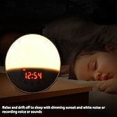 billige Smarte lys-LED Smart Light Soloppgangs Alarmklokke Lys Intelligent LED 7 Farger Justerbar med FM Radio Berøringskontroll Intelligent Hjem Soverom Stue Multifunksjons Lys