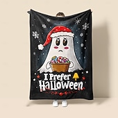 お買い得  ハロウィンの寝室-陽気なサンタ帽子の模様のハロウィーン用スローブランケット
