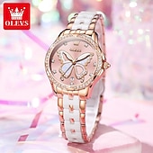 levne Quartz hodinky-olevs 5610 dámské hodinky elegantní módní kamínková luneta keramický řemínek náramkové hodinky vodotěsné svítící automatické hodinky