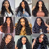 abordables Perruques à dentelle frontale-Perruque Cheveux Naturel Rémy 13x4 devant en dentelle Cheveux Brésiliens Kinky Curly Ondulation Noir Naturel Partie libre perruques pour femmes noires Densité 130% 150% 180% avec des cheveux de béb