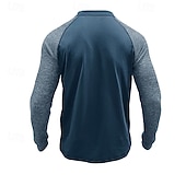 preiswerte Lässiges Henley-T-Shirt-Herren T-Shirt mit Knöpfen T Shirt Henley Hemd T-Shirt Langarm Henley Frühling &amp; Herbst Farbblock Mode Designer Basic Patchwork Urlaub Straße Ausgehen Königliches Blau Blau Armeegrün Top T-Shirt für