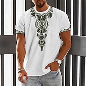 abordables Camisetas vintage-Hombre Floral Graphic Camiseta Manga Corta Camiseta Impresión 3D Cuello Barco Camisa Moda Design Étnico Exterior Diario Deportes Blanco Azul Piscina Marrón Primavera verano Ropa S M L XL 2XL 3XL