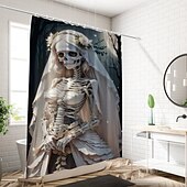 preiswerte Halloween Bad-Duschvorhänge &amp; Ringe Silber Moderne Polyester Wasserdicht