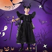 levne Dětské kostýmy-Čerodějnice Zlý Valpuržina noc Šaty Cosplay kostým Dětské Dívčí cosplay Výkon Párty předvečer Všech svatých Karneval Plesová maškaráda Jednoduchý karnevalový kostým