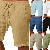baratos Clássico-Homens Calção Shorts de verão Shorts de praia Bolsos Com Cordão Cintura elástica Tecido Conforto Ao ar livre Diário Para Noite Moda Roupa de rua Preto Branco