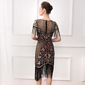 billige Antrekk-Retro / vintage De livlige 20-årene 1920-tallet Flapper kjole Cosplay kostyme Drakter Den store Gatsby Bryllupsgjest Paljetter Dusk Dame Jul Halloween Karneval Halloween Fest / aften