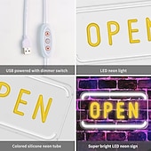 preiswerte Neon-LED-Beleuchtung-Neonschild „Open“ von LED, Neonschild „Open“ für Unternehmen, Wandleuchte, Kunstdekor, neuartige Neonlampen für die Nacht, Stromversorgung über USB-Kabel, für Bars, Geschäfte, Cafés, Hotels,