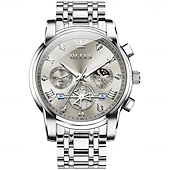 halpa Kvartsikellot-OLEVS 2856 Miesten kvartsikellot skeletit lentopallo kronografi klassinen muoti HUIPPUMERKKI kello lahjaksi miehille kuu vaihe vedenkestävä