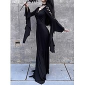 levne Šaty-Punk a gotika Šaty Čerodějnice Morticia Addamsová Pevná barva Dámské Fantazie Valpuržina noc předvečer Všech svatých Karneval Večírek Dospělé Šaty