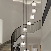 olcso Csillárok-csillár led kristály 6/9 fényű süllyesztett lámpák csigalépcső hosszú csillár villa lépcső könnyű duplex csillár 110-240v
