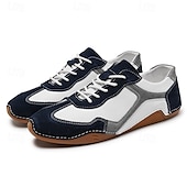 ieftine Adidași Bărbați-adidași sport de piele de căprioară, verzi și albi, pentru bărbați, cu design cu șireturi - comozi și stilați pentru ținute casual și atletice
