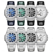 economico Orologi meccanici-Orologio meccanico BINBOND da uomo Orologio da polso automatico creativo di moda business con calendario luminoso impermeabile in acciaio e pelle
