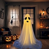 cheap Halloween Outdoor-Halloween Decorations Lighted Ghosts Outdoor Decoration Lights Yard Halloween Standing Ghost Lights Battery Operated Porch for Patio Spooky Atmosphere Decorations 1pc