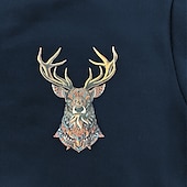 abordables Sweat-shirts basiques-Sweat-shirt de chasse au cerf pour hommes, pull à manches longues et demi-zip, hauts d&#039;hiver vintage avec col montant, demi-zip, imprimé renne, coupe ample, streetwear quotidien, polaire fine, vêtements d&#039;automne et d&#039;hiver