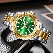 abordables Montres à quartz-Crrju top original hommes montre à quartz vert montre étanche pour hommes en acier inoxydable quartz hommes montre de luxe montre-bracelet lumineuse