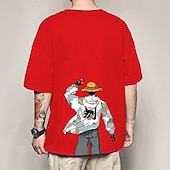 cheap Cartoon &amp; Movie Character Graphic-One Piece Monkey D. Luffy Cosplay Costume T-shirt Anime Graphic Prints Printing Harajuku Graphic For Men&#039;s Women&#039;s Adults&#039; Back To School