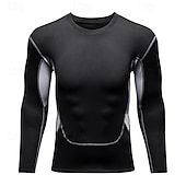 baratos Camisetas e Regatas de Corrida-Homens Camisetas Compressão Camisa Atlético camisa de ginástica Camisa Fitness Patchwork Manga Longa Camiseta Casual Roupa Esportiva Outono Respirável Secagem Rápida Alta elasticidade Treino de