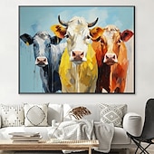 abordables Peintures animaux-peinture à l&#039;huile de vache colorée peinte à la main peinture à l&#039;huile d&#039;animaux faite à la main sur toile art mural peint à la main décoration intérieure peinture d&#039;animaux de la ferme œuvre d&#039;art