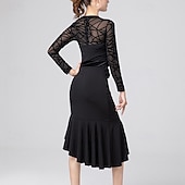 abordables Vêtements d'Entraînement-Danse latine Robe Volants Couleur Pure Fantaisie Femme Utilisation Entraînement manche longue Taille haute Polyester