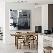 abordables Peintures Abstraites-Peinture à l&#039;huile noire 3D faite à la main sur toile, grand couteau à palette texturé abstrait peint à la main, peinture à l&#039;huile boho, art mural personnalisé, œuvre minimaliste contemporaine pour