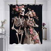 preiswerte Halloween Bad-Duschvorhänge &amp; Ringe Silber Moderne Polyester Wasserdicht