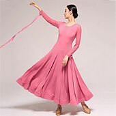 voordelige Ballroom danskleding-Ballroomdansen Kleding Gesplitst Kristallen / Bergkristallen Dames Prestatie Opleiding Lange mouw Kristal Katoen Netstof