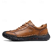 cheap Men&#039;s Sneakers-Men&#039;s Brown Faux Leather Casual Shoes with Handcrafted Stitching and Durable Rubber Sole for Outdoor Activities