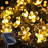 tanie Słoneczne światła sznurka-1 szt. lampki solarne na kwiaty, gałązka wiśni na zewnątrz 6,5 m/21 stóp 30 lampek LED, wodoszczelne IP65 do ogrodzenia ogrodowego, patio, dekoracji na imprezę, dekoracji na Boże Narodzenie i