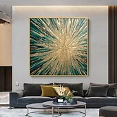 preiswerte Abstrakte Gemälde-Gold Ölgemälde handgemalt großes pastoses Wandbild Ölgemälde Leinwand - Palettenmesser Kunst strukturiertes abstraktes Gemälde - moderne Wandkunst für Wohnzimmer