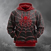 abordables Patrón 3D-Halloween Hombre SPIDER Sudadera Sudaderas Sudadera Manga Larga Sudadera con capucha Con Capucha Moda Impresión 3D Víspera de Todos los Santos Discoteca Rojo Bolsillo Impresión 3D Otoño Invierno