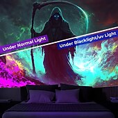 voordelige halloween wandtapijten-Halloween decoraties blacklight wandtapijt uv-reactief glow in the dark glow party spookhuis psychedelisch trippy mistig hangend wandtapijt muurschildering voor woonkamer slaapkamer heks pompoen