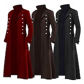 levne Svrchní oděvy-Retro Středověké Kabát Trenčkot Ren Faire Morový doktor Kněz Pevná barva Pánské Steampunk předvečer Všech svatých Karneval Plesová maškaráda Večírek Podium Dospělé Kabát