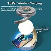 cheap Table Lamps-Hand-Wave Controlled LED Desk Lamp, Floating Rotating Light, Wireless Charging Base, RGB Colorful Atmosphere for Home Decor, Party, Office Use Rechargeable Battery Operate