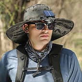 billige Utendørs hodeplagg-Herre Solhatt Bøtte Hatt Boonie-hatt Vanntett UV Beskyttelse Pustende til Fisking Strand Camping / fotturer / grotting Kamuflasje Farge Polyester Sommer Vår