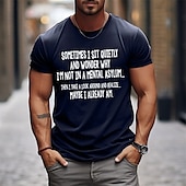 abordables T-shirt graphique pour hommes-Homme Lettre Impressions Graphiques T-shirt T-shirt graphique Coton Manche Courte Graphique Chemise Noir Vert Véronèse Bleu de minuit T-shirt confortable Extérieur Rue Vêtements de créateurs de mode