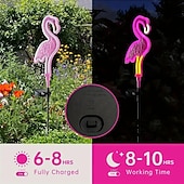 tanie Oświetlenie krajobrazowe-Solarne flamingi trawnik światła zewnętrzne wodoodporne ścieżka ogrodowa trawa z oświetlenie krajobrazu patio światło halloween boże narodzenie atmosfera dekoracja podwórka 1/2 szt