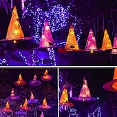 economico Luci di Halloween-8 pezzi di luci per appendere alberi da esterno con telecomando per cappello da strega di Halloween, 40 LED, alimentati a batteria, per feste di Halloween, giardino, cortile, balcone