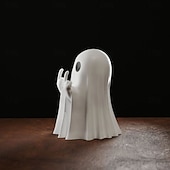 levne Halloweenové závěsné a stolní dekorace-halloween roztomilá figurka ducha - prostředníček strašidelná socha ducha z pryskyřice, roztomilá dekorace ducha pro halloweenskou výzdobu, verandu a vnitřní strašidelné bytové dekorace 10x10x10cm