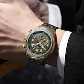 tanie Zegarki mechaniczne-Zegarek BINBOND A275 męski retro luksusowy brązowy automatyczny mechaniczny zegarek modowy sportowy